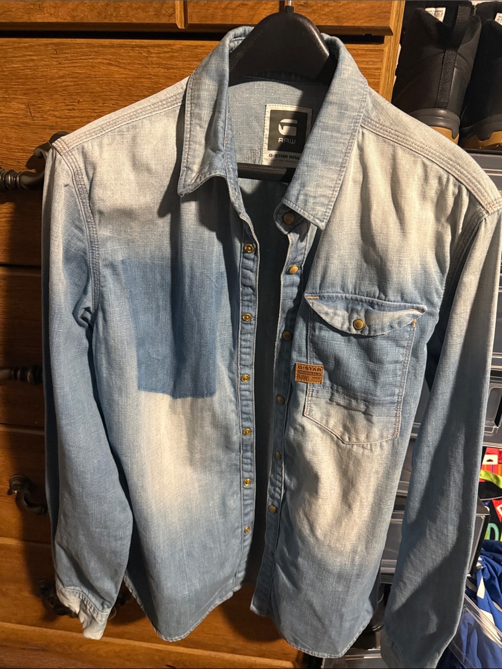 G-Star Light Blue Washed Denim Button-Down Shirt